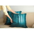 thumbnail image 2 of Ambesonne Teal Throw Pillow Cover 2 Pack, Foggy Dark Country Forest, 24", Teal, 2 of 5