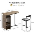 thumbnail image 4 of Bar Table, Pub Table and Chairs Set of 2, Modern Dining Room Table with Three Tier Wine Rack, Glasses Hanging, Brown Textured Finish, Perfect for Home & Office Settings, 4 of 8