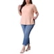 thumbnail image 2 of Blusas de mujer de tallas grandes Agnes Orinda, camisetas de cuello redondo con textura y abertura lateral, blusas casuales de túnica 1X color rosa claro, 2 of 6