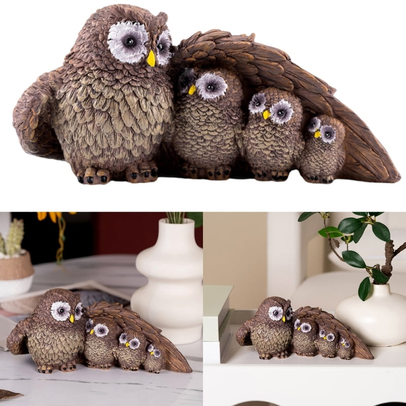 Resin Figurines Sculptures Table Centrepieces for Living Room Owl Family Statues Garden Decors Housewarming Gift