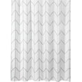 thumbnail image 1 of Polyester Fabric Modern Geometric Herringbone Print Shower Curtain with Reinforced Buttonholes for Master and Guest Bathroom - Machine Washable & Water Resistant - 72" x 72" - Gray/White, 1 of 5