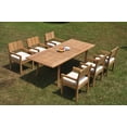 thumbnail image 4 of Grade-A Teak Dining Set: 6 Seater 7 Pc: 94" Double Extension Rectangle Table And 6 Veranda Arm Chairs Outdoor Patio WholesaleTeak #WMVRy, 4 of 5