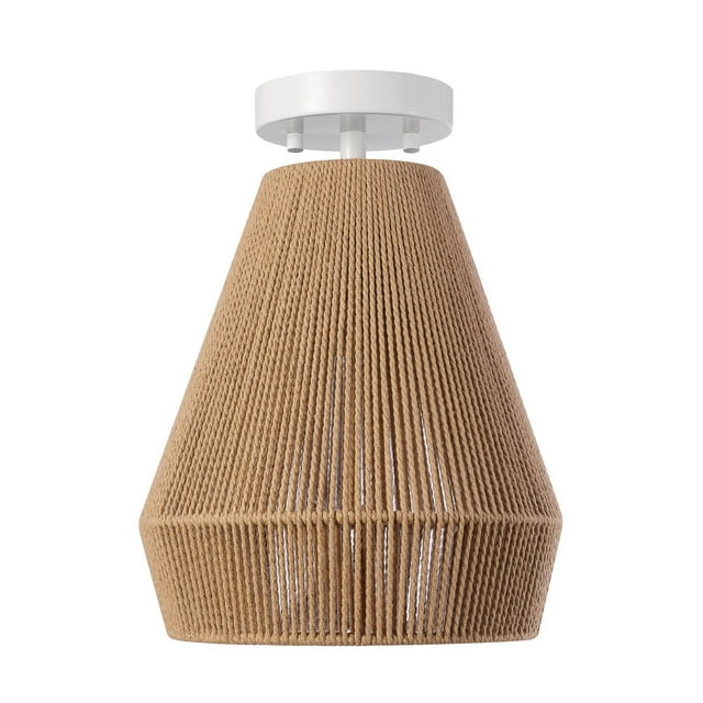Grant 1-Light Flush Mount Ceiling Light, Matte White, Twine Shade