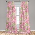 thumbnail image 4 of Ambesonne Spring Floral Curtains, Apple Blossoms Flower, Pair of 28"x63", Pink and Pastel Green, 4 of 5