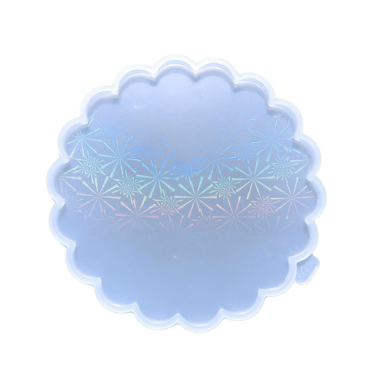 Holographic Resin Coaster Molds Fancy Lace Round Cup Mat Silicone Mold  Rainbow Effect Epoxy Casting Mold DIY Cup Pad 