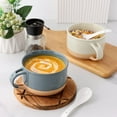 thumbnail image 5 of AmorArc Ceramic Soup Mugs with Handles and Lids,24 OZ Soup Cups Set of 2 with Terracotta Underside,Mug Bowls with Spoon for Soup/Cereal/Salad/Noodles/Ramen/Microware &Dishwasher Safe-Grey&Beige, 5 of 9