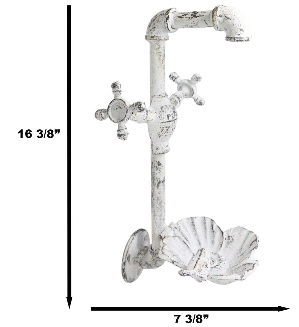 Cast Iron Antiqued White Spigot Faucet Bird On Flower Wall Bird Feeder Bath 16"H
