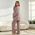 thumbnail image 7 of 2 Piece Women Maternity's Lounge Set Ribbed Knit Button Down Long Sleeve Tops Over The Belly Pants Fall Pregnancy Outfits, 7 of 7