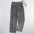 thumbnail image 7 of QATAINLAV Wide Leg Pants for Women Elastic High Waisted Baggy Lounge Pant Casual Velvet Cozy Yoga Sweatpants Solid Color Trousers with Pockets Dark Gray L Sales For Today, 7 of 7