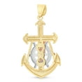 thumbnail image 3 of Ioka-14K Tri Color Gold Jesus Crucifix Anchor Pendant with 2.6mm Valentino Star Diamond Cut Chain Chain Necklace - 24", 3 of 6