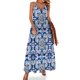 thumbnail image 1 of Vestido largo de verano para mujer, sin mangas, con estampado floral, estilo antiguo clásico azulejo de Lisboa, 1 of 7