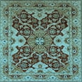 thumbnail image 1 of Ahgly Company Indoor Square Oriental Light Blue Industrial Area Rugs, 5' Square, 1 of 4