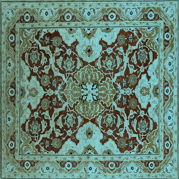 Ahgly Company Indoor Square Oriental Light Blue Industrial Area Rugs, 5' Square