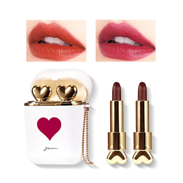 WIFKLSIIPG Lipstick Makeup Set Waterproof Long Lasting Velvet Moisturizing Lip Stain Earphone Dual Color Lip Gloss Non Stick Cup Lip Make up Gift Kit for Girls
