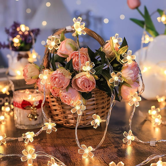 Gnmfd LED Sakura Flower String Lights Decorative Flashing Light for Bedroom Dormitory Room Outdoor Fairy Lights String Lights Lights for Decoration Garden Party Holiday Wedding