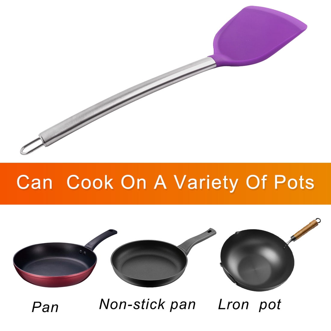 Unique Bargains Silicone Spatula 4 Pieces Heatproof Non Stick Turner Purple