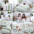 thumbnail image 5 of 3 Piece Sage Green Blue Striped Duvet Cover Set Full Size,Microfiber Comforter/Quilt Cover with Corner Ties and 2 Pillowcases,Farmhouse Sage Green Stripes All Season Soft Bedding with Zipper Closure, 5 of 8