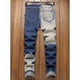 thumbnail image 3 of Slim Fit Ripped Jeans, Men's Casual Street Style Distressed Jeans, 3 of 10