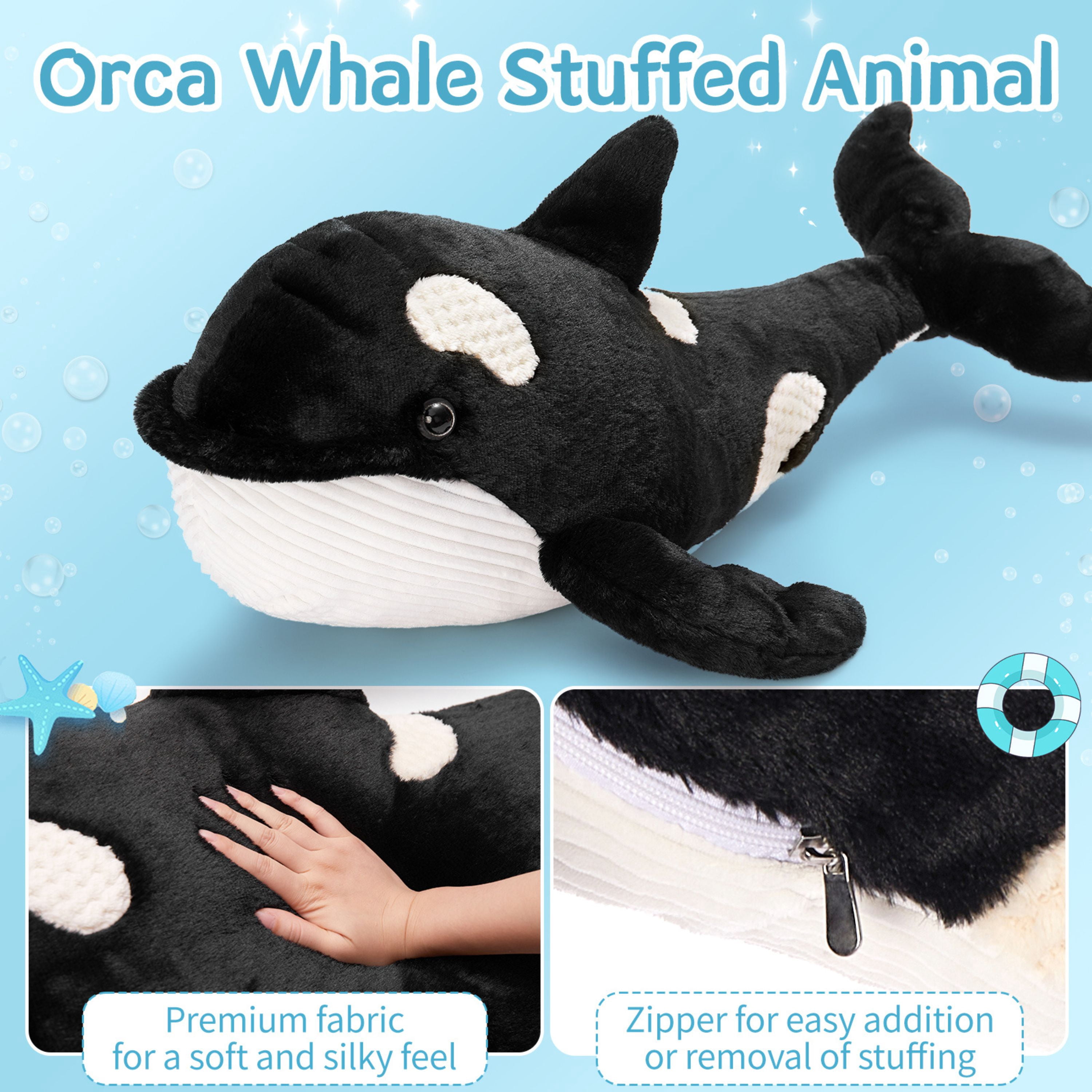 MaoGoLan 31'' Orca Stuffed Animal Big Whale Body Pillow Toy