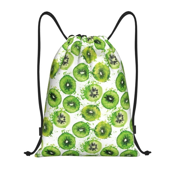 Fotbe Green Kiwi Bolsa Mochila con Cordón Estampada, Bolsa de Gimnasio Deportiva, Bolsa Cinch, Bolsa con Cordón para Hombres y Mujeres-Small