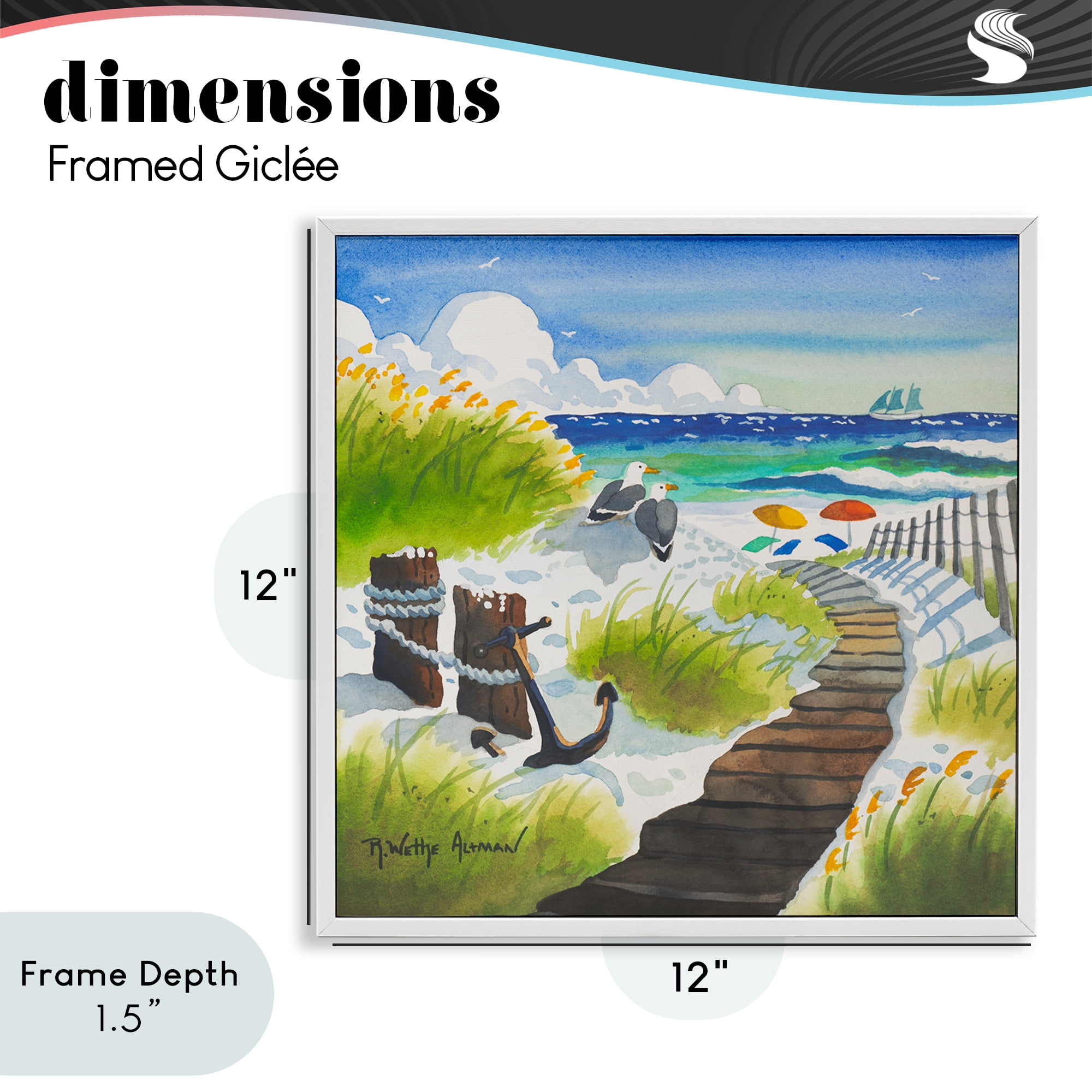 Stupell Industries Seagull & Anchor on Shore White Framed Giclee Art, design by Robin Altman