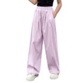 thumbnail image 2 of BRGZLK Girls Wide Leg Pants Summer Lightweight Solid Color Flowy Palazzo Pants Loose Fit Straight-Leg Pants for Girls Daily Wear 2026 Purple 12-13 Years, 2 of 6