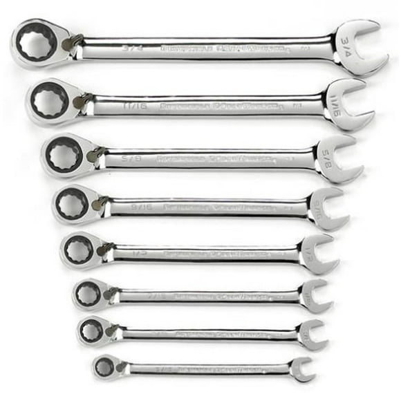 GEARWRENCH 8 Pc. 12 Point Reversible Ratcheting Combination SAE Wrench Set - 9533N