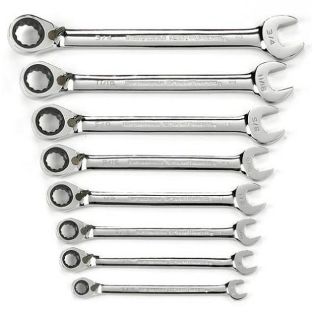 GEARWRENCH 8 Pc. 12 Point Reversible Ratcheting Combination SAE Wrench Set - 9533N