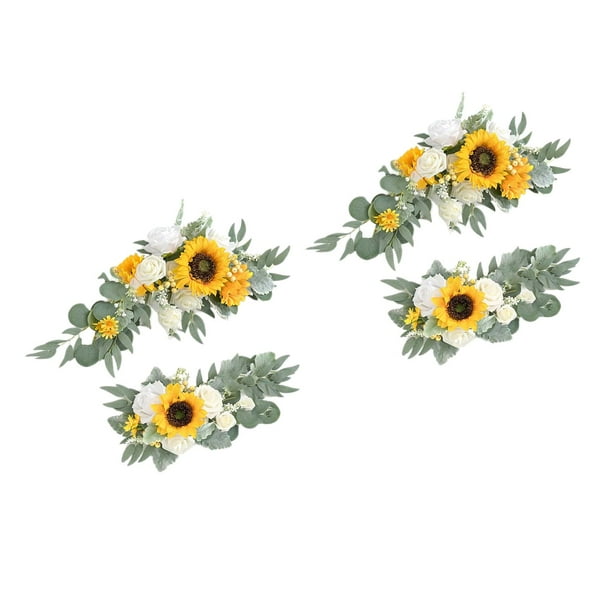 Guirnalda de flores artificiales para centro de mesa, decoración de pared, coche de boda o mesa 2 amarillo