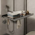 thumbnail image 5 of Invisible Retractable Wall Mounted Drying Rack 23.62” Mesh Laundry Drying Rack Bathroom Shelf with 8 Hooks, Gray, 5 of 7