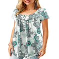 thumbnail image 2 of CHUANK T-Shirts pour Femmes Manches Courtes Col Rond Tunique Boutonnée (Blanc TG), 2 of 4