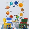 thumbnail image 4 of Pegatinas removibles de planetas de dibujos animados lindos de pared calcomanías impermeables para dormitorio de niños, 4 of 5