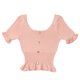 thumbnail image 1 of Camiseta de punto para mujer, manga corta, cuello cuadrado, corte ajustado, botón superior, rosa Sweethay AP001523-03B, 1 of 7