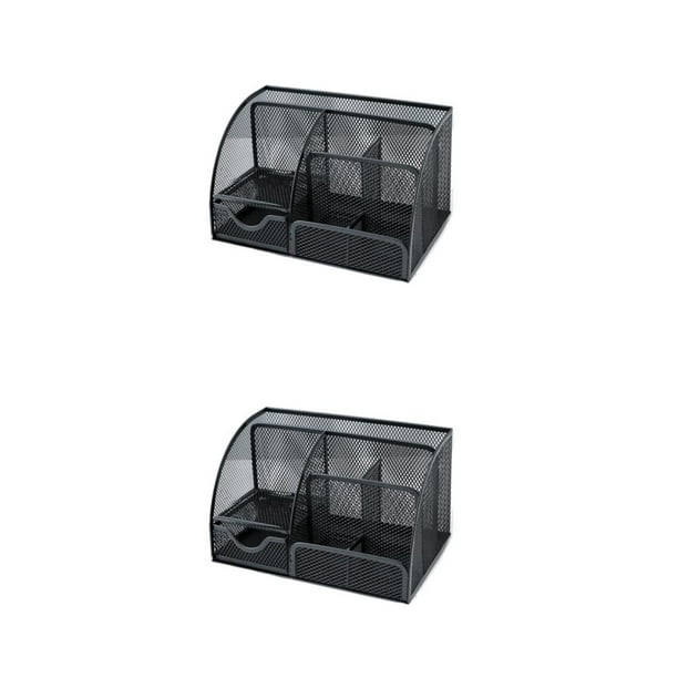 Methold Organizador de escritorio de metal, gran capacidad, lavable, Color sólido, para el hogar, la oficina, la escuela, la pluma, el Negro 2Conjunto