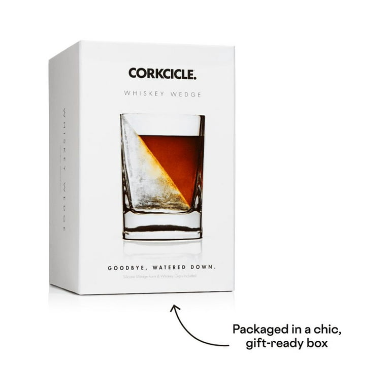 Corkcicle Whiskey Wedge Square Bourbon Glass With Silicone Ice Mold - New