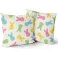 thumbnail image 2 of Spring Easter Pillow Covers 18x18 Set of 2 Easter Colorful Bunny Rabbit Holiday Decorative Throw Pillows Easter Decorations Pillowcase Cotton Square Cushion Cover Decor for Home Couch Bed Soft, 2 of 6