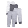 thumbnail image 1 of Baby Infant Pull On Jogger 4 Pack Pants, Grey Solid Striped, 6 Months, 1 of 2