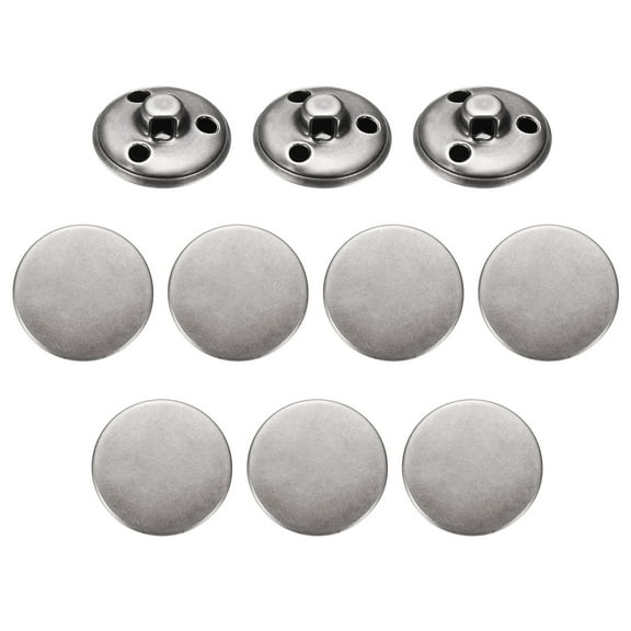 Uxcell 10pcs Metal Antiqued Button 20mm Round Metal Sewing Buttons Silver Gray