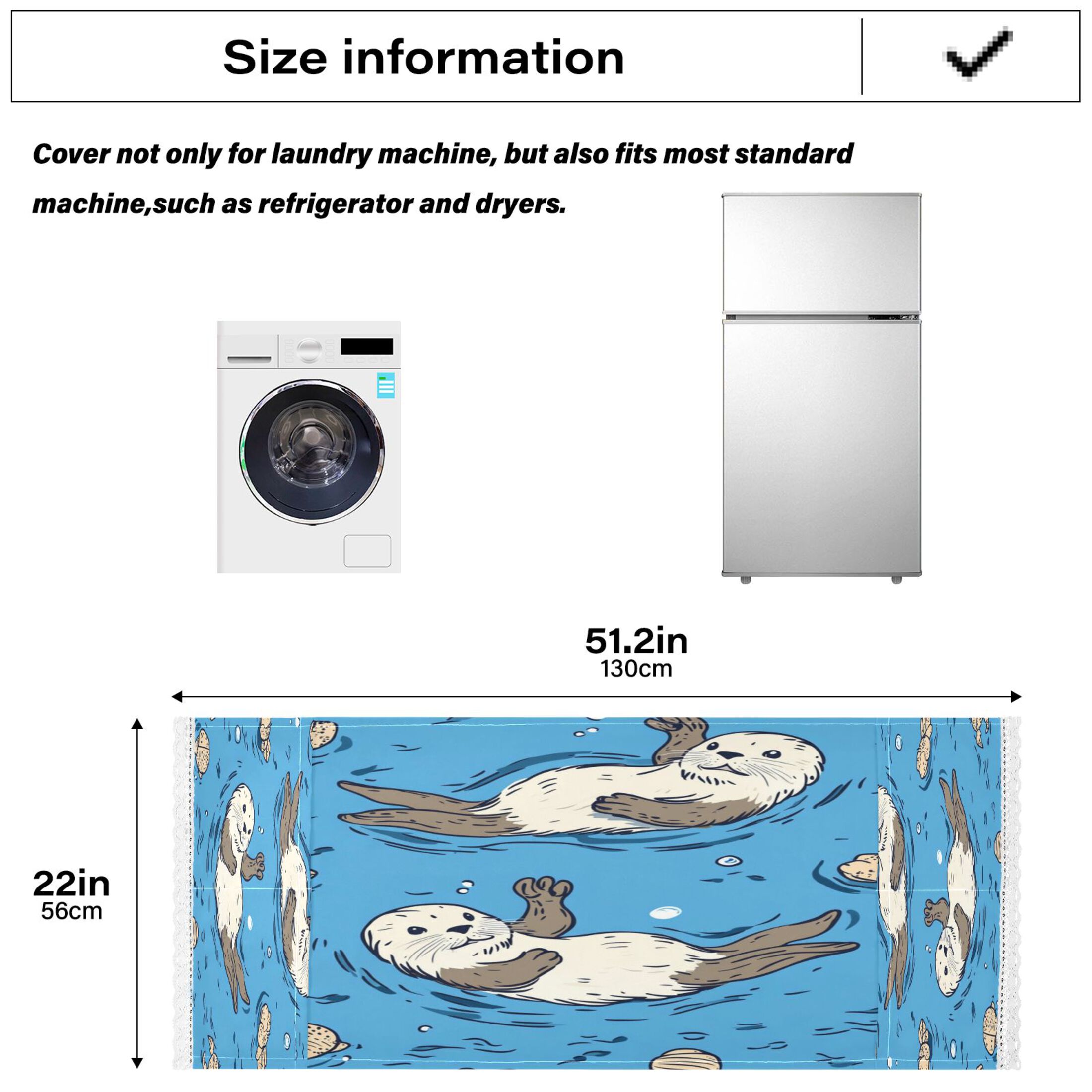 WOBOGO Cute Otter Pattern Washing Machine Cloth Dryer Refrigerator Top Cover Protective Non-Slip Mat For Kitchen Laundry