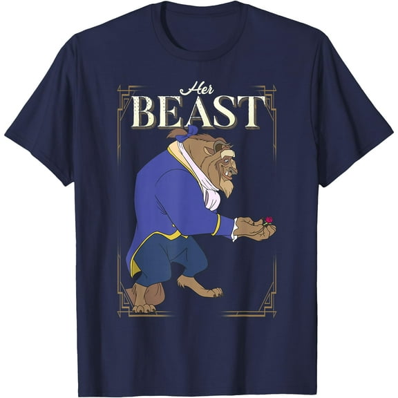 Beauty and the Beast Her Beast Framed Portrait DTG Print Unisex T-Shirt