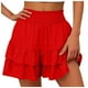 thumbnail image 1 of Pantalones culotte de mujer, de color liso, con pierna ancha y cintura alta, cintura elástica con lazo, estilo informal/deportivo, para llevar a diario en verano, 1 of 6