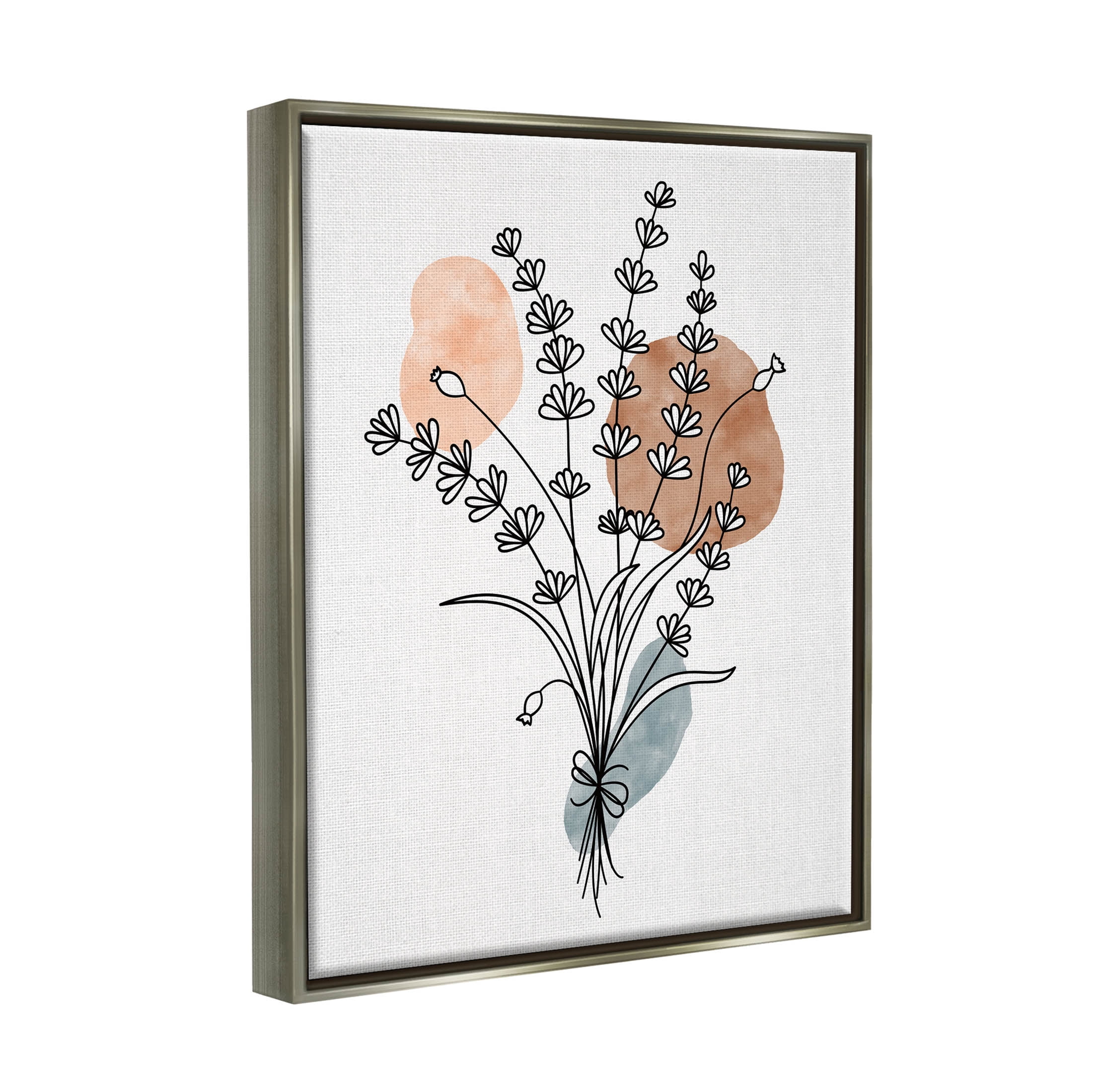 Stupell Industries Botanical Herb Sprig Bunches Graphic Art Luster Gray Floating Framed Canvas Print Wall Art, Design by JJ Design House LLC