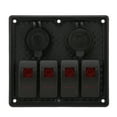 thumbnail image 2 of Rocker Switch Panel Waterproof 4 Gang LED Dual USB Charging Port 12-24V DC 4.8A for RVs SUV Yachts, Red, 2 of 8