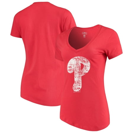 Women's 5th & Ocean by New Era Red Philadelphia Phillies V-Neck Team