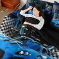 thumbnail image 4 of Manfei Kids Children Sport Car Twin Bedding Sets 7-Piece,Geometric Plaid Bedding Comforter Set Microfiber,Car Theme Breathable Sheet Sets,Super Cozy Room Decor,Reversible, 4 of 8