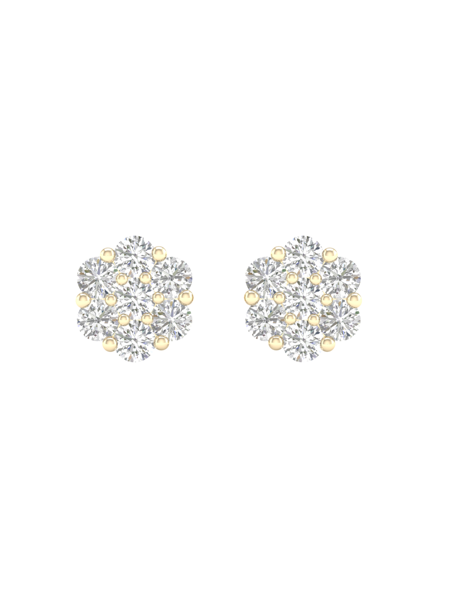 Solid 10K Yellow Gold 4mm Round Hip Hop Flower Diamond Stud Earring Wh –  Blue Apple Imports