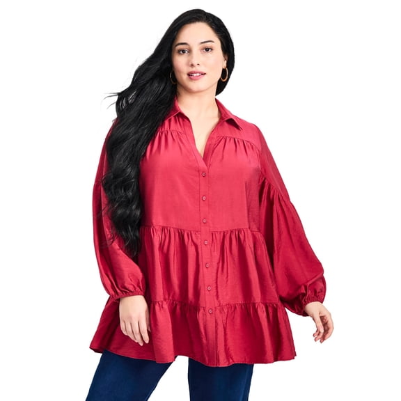 Avenue Women's Plus Size Amari Tiered Tunic Shirt