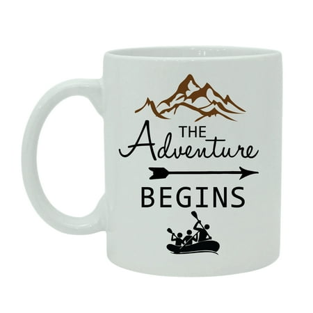 

The Adventure Begins Mug Inspirational Quote White Ceramic Coffee Tea Cup With Free Gift Box