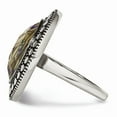 thumbnail image 3 of White Stainless Steel Ring Band Fashion Abalone Polished and Antiqued Synthetic, 3 of 6