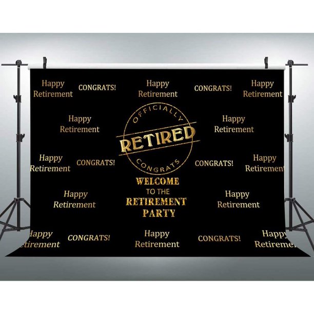 EOA 7x5ft Happy Retirement Backdrop 7x5ft Black and Gold Congrats ...